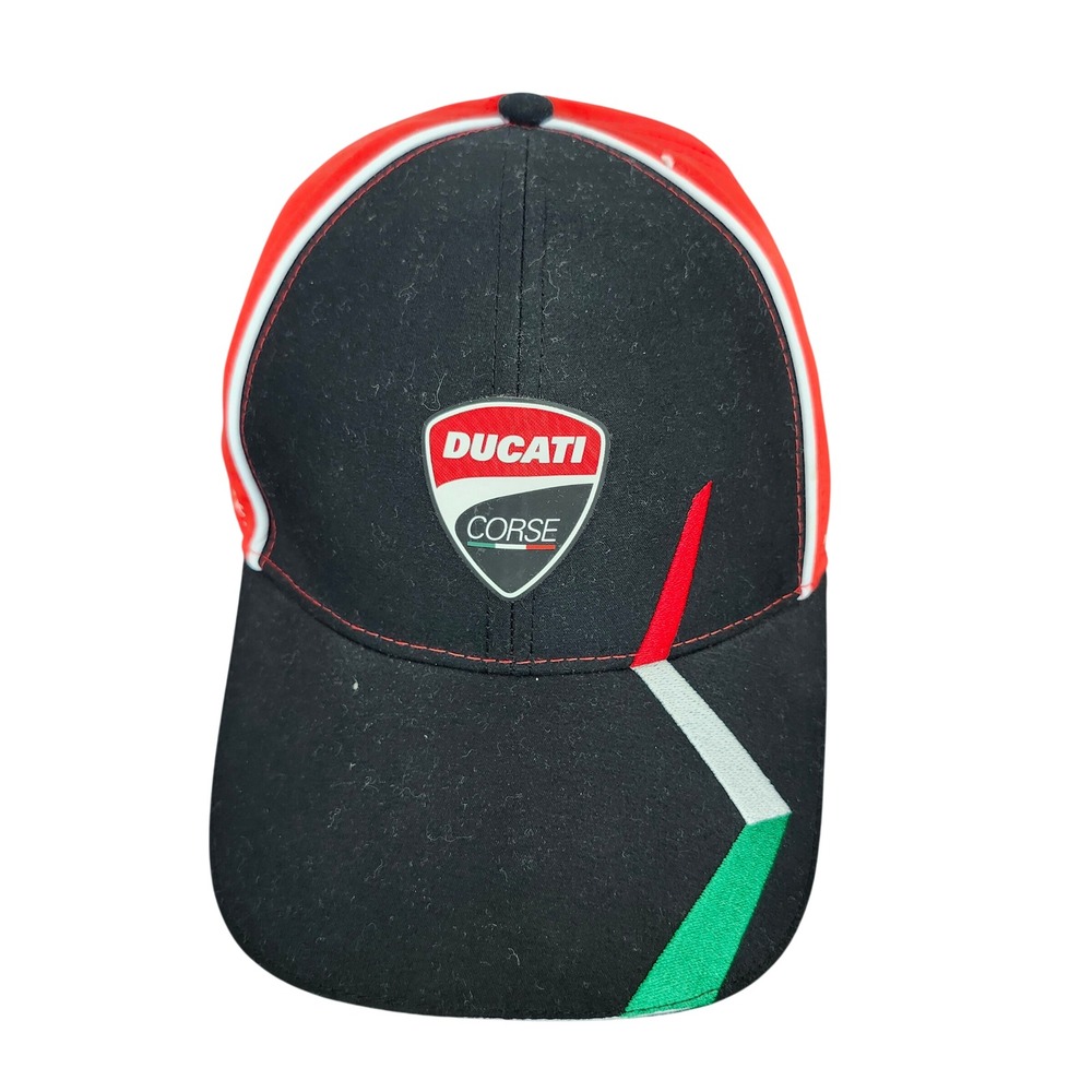 Ducati Corse Racing Baseball Cap Hat Black Red Adjustable One Size Fits All